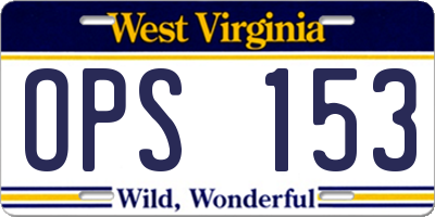 WV license plate OPS153