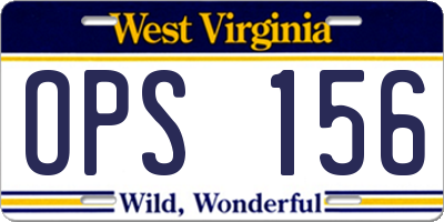 WV license plate OPS156