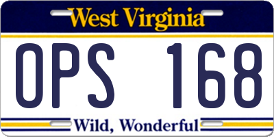 WV license plate OPS168