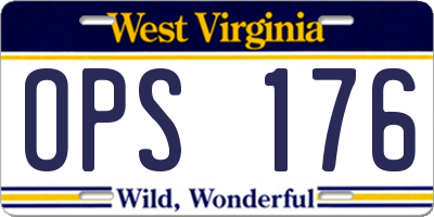 WV license plate OPS176