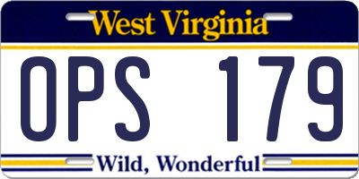 WV license plate OPS179