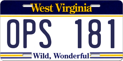 WV license plate OPS181