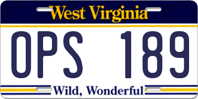 WV license plate OPS189