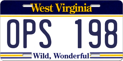 WV license plate OPS198