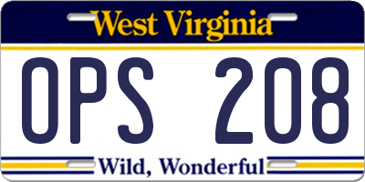 WV license plate OPS208