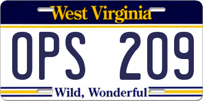 WV license plate OPS209