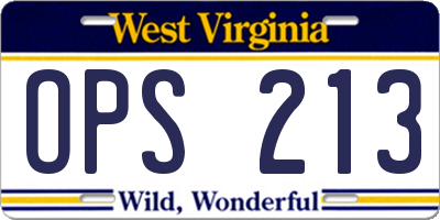 WV license plate OPS213