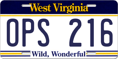 WV license plate OPS216