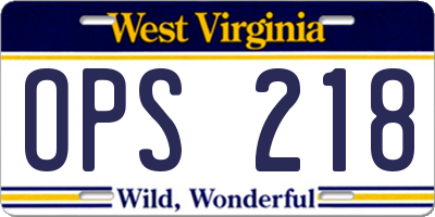 WV license plate OPS218