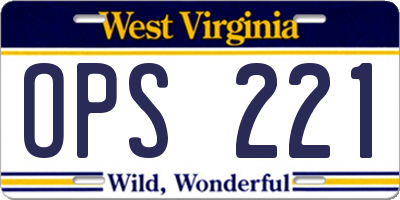 WV license plate OPS221