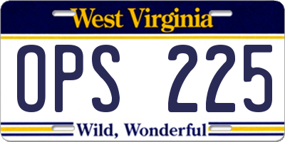 WV license plate OPS225