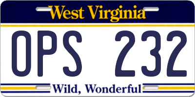 WV license plate OPS232