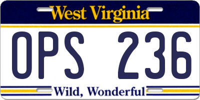 WV license plate OPS236