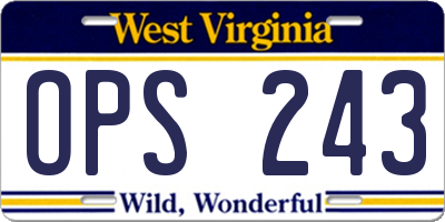 WV license plate OPS243