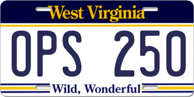 WV license plate OPS250