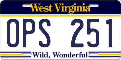 WV license plate OPS251