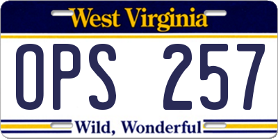 WV license plate OPS257