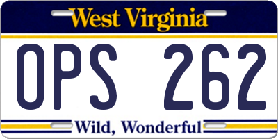 WV license plate OPS262