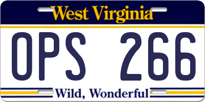 WV license plate OPS266