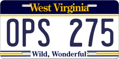 WV license plate OPS275