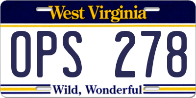 WV license plate OPS278