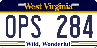 WV license plate OPS284