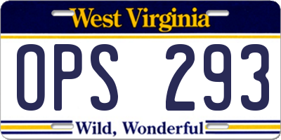WV license plate OPS293