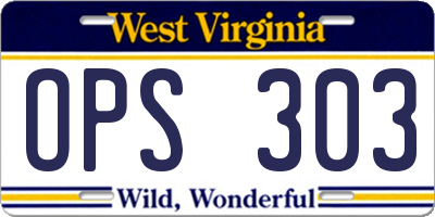 WV license plate OPS303