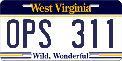 WV license plate OPS311