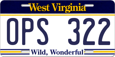 WV license plate OPS322