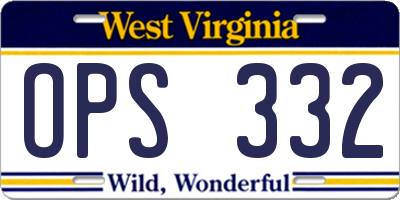 WV license plate OPS332