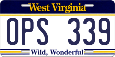 WV license plate OPS339