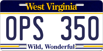 WV license plate OPS350