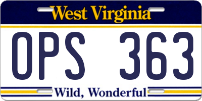 WV license plate OPS363