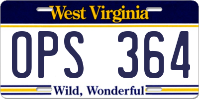 WV license plate OPS364