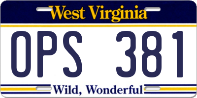 WV license plate OPS381