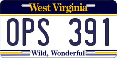 WV license plate OPS391