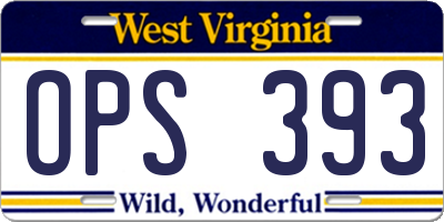 WV license plate OPS393