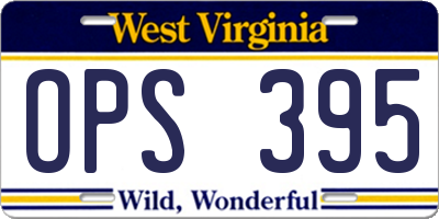 WV license plate OPS395