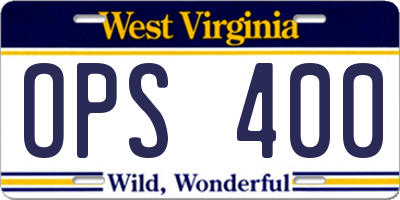 WV license plate OPS400