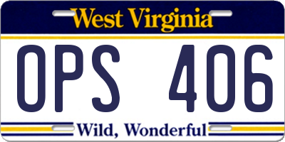 WV license plate OPS406