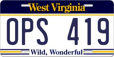 WV license plate OPS419