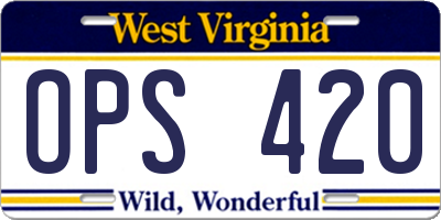 WV license plate OPS420