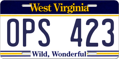 WV license plate OPS423
