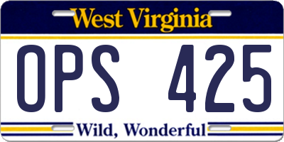 WV license plate OPS425