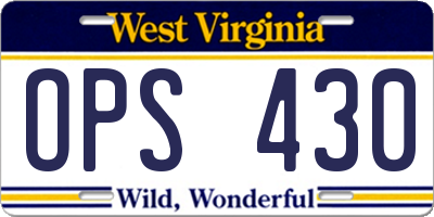WV license plate OPS430