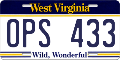 WV license plate OPS433