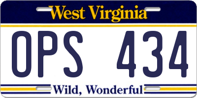 WV license plate OPS434