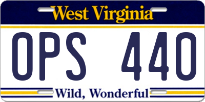 WV license plate OPS440