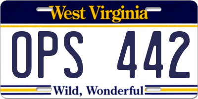 WV license plate OPS442